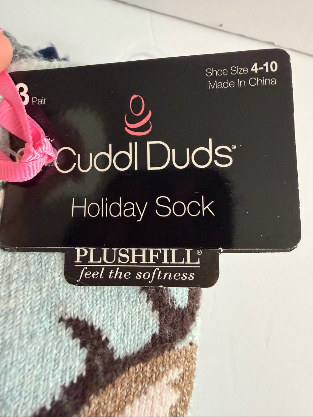 Cuddl Duds Women's Plushfill Crew Super Soft Holiday Sock, 3-Pack - Reindeer - Picture 2 of 3
